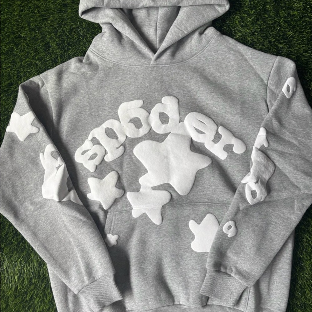 Spider Gray Hoodie with White Appliqué